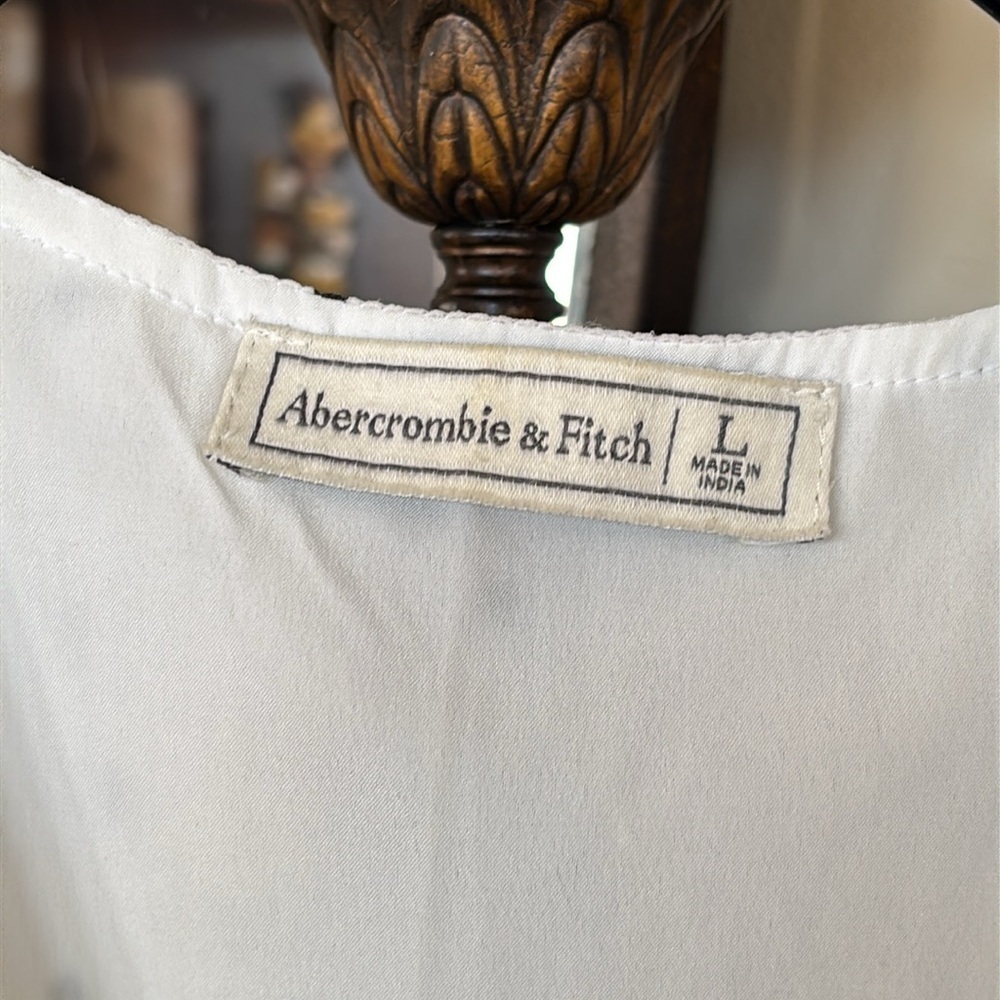 Abercrombie & Fitch White & Black Polka Dot Button Up V-Neck Dress Sheer Lined - Picture 5 of 15